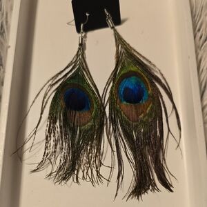 New Handmade Elegant Peacock Feather Earrings